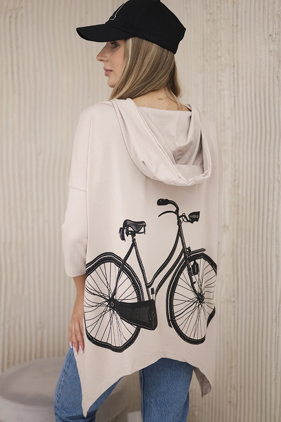 Sweatshirt with a bicycle print beige