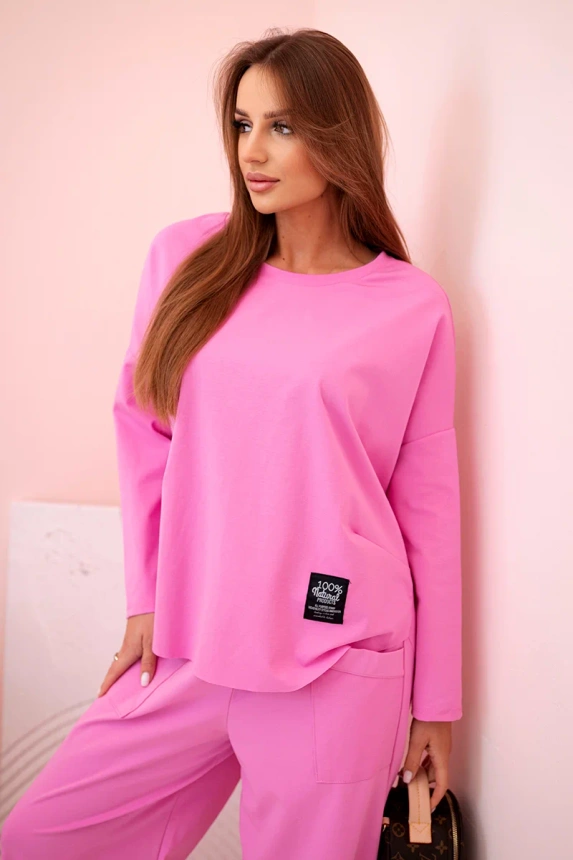 Komplet new punto bluza + spodnie jasny różowy