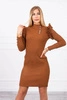 Fitted sweater dress with buttons camel
