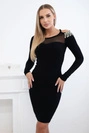 Knitted dress with mesh at the top black