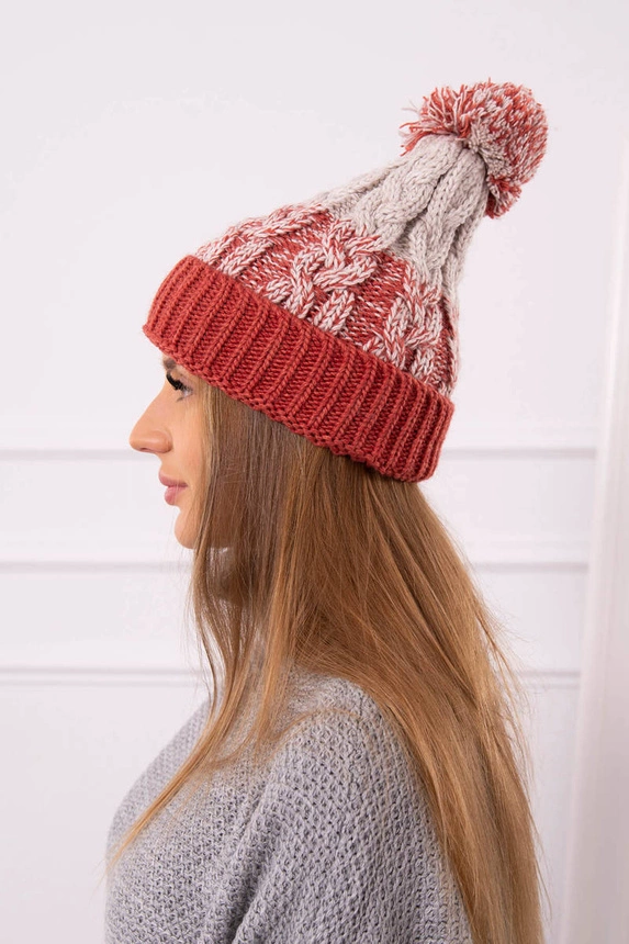 Cap with a pompom Abigail K326 foxy+beige