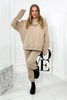 Isoliertes Baumwoll-Set, Sweatshirt mit bestickter + Hose beige