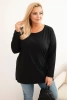 Dámská blůza Plus Size bavlněná s kulatým výstřihem černá