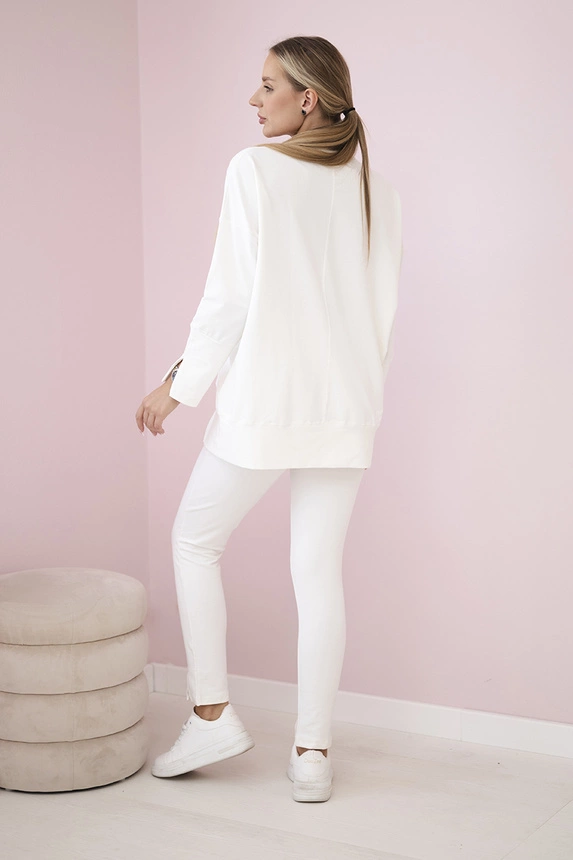 Set mit ecrufarbener Bluse in Übergröße