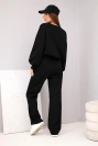 Damen-Set Butterbluse mit Brosche und Hose mit geradem Bein schwarz