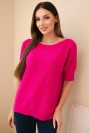 Damenpullover aus Viskose mit kurzen Ärmeln fuchsia