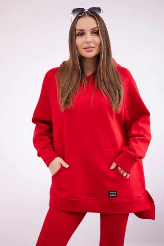 Baumwollset isoliertes sweatshirt + leggings rot