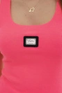 Striped blouse with metal plate pink neon