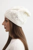 Women's winter wool hat with zirconia and pattern K455 mocha