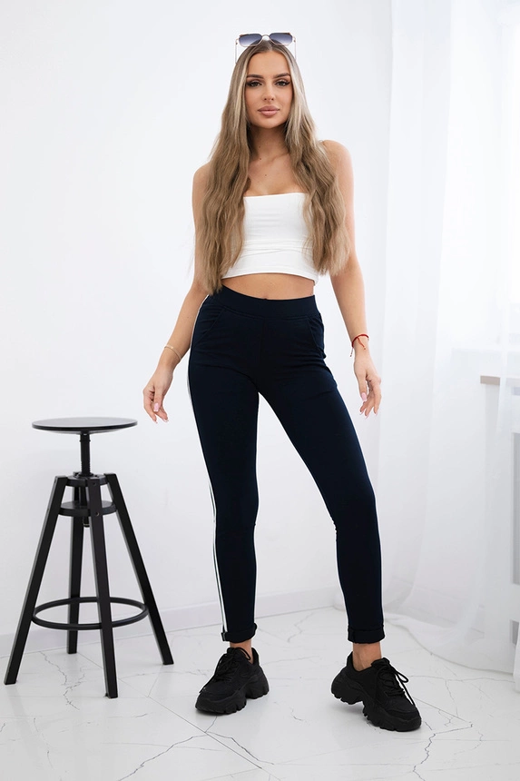 Pants with two stripes navy blue