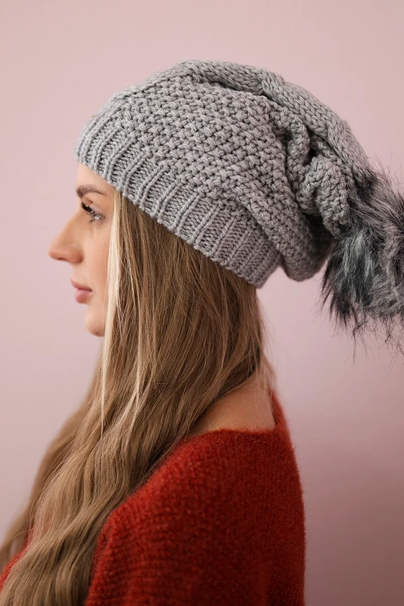 Cap with fleece Sandra K210 light gray