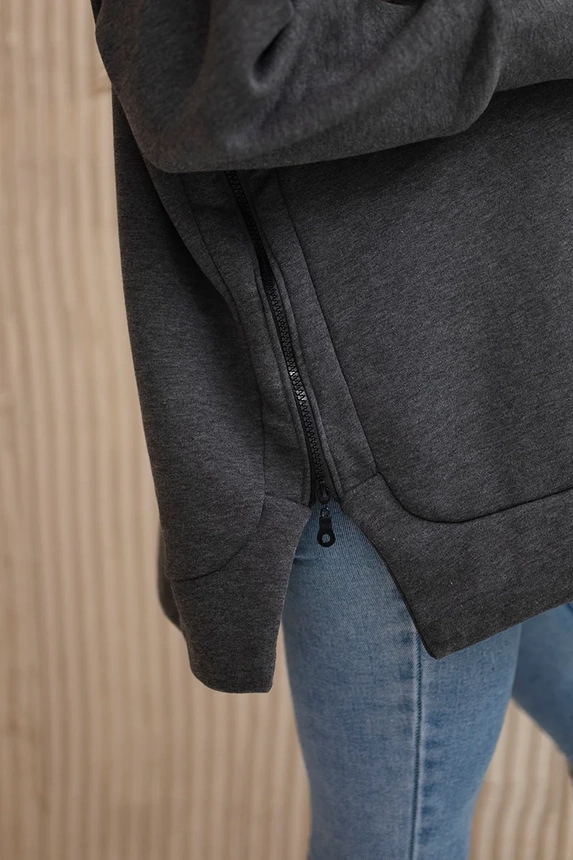 Insulated sweatshirt with a zipper on the side graphite