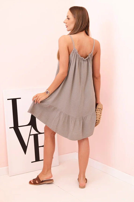 Women's muslin dress with straps and frill fango