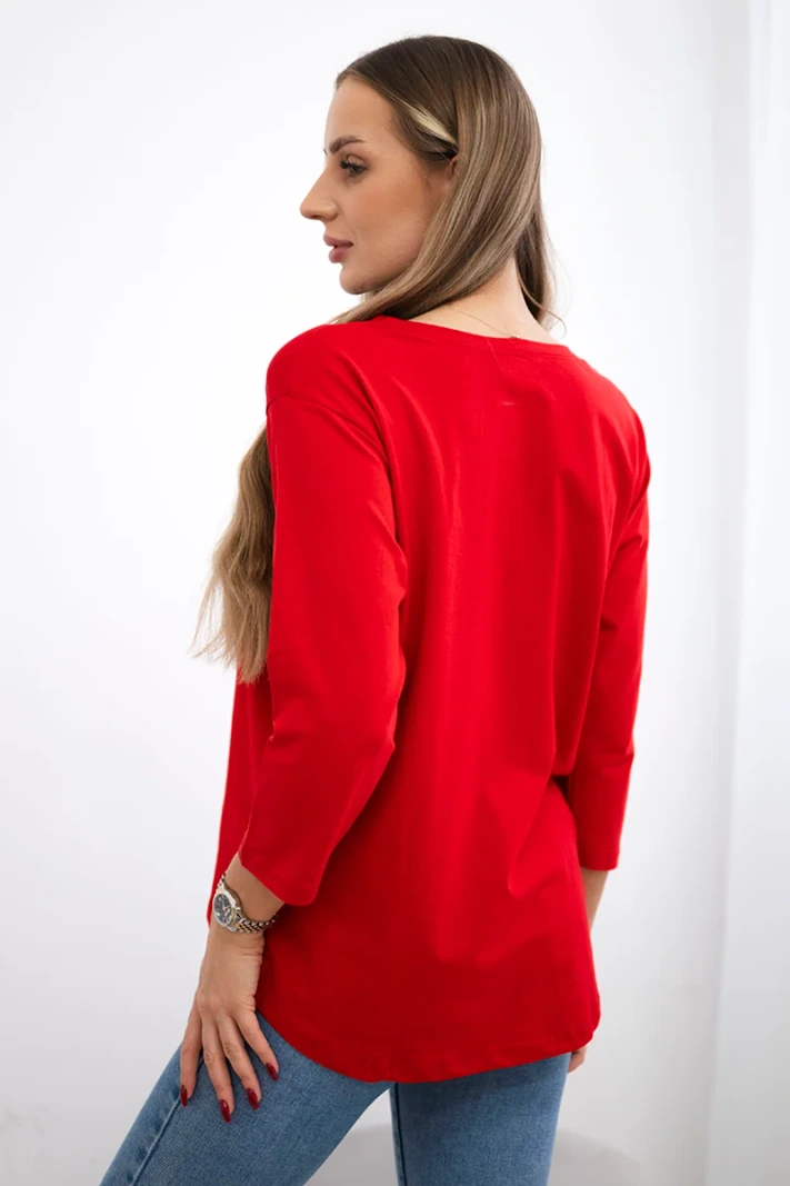 Bluse mit 3D Katzengrafik rot