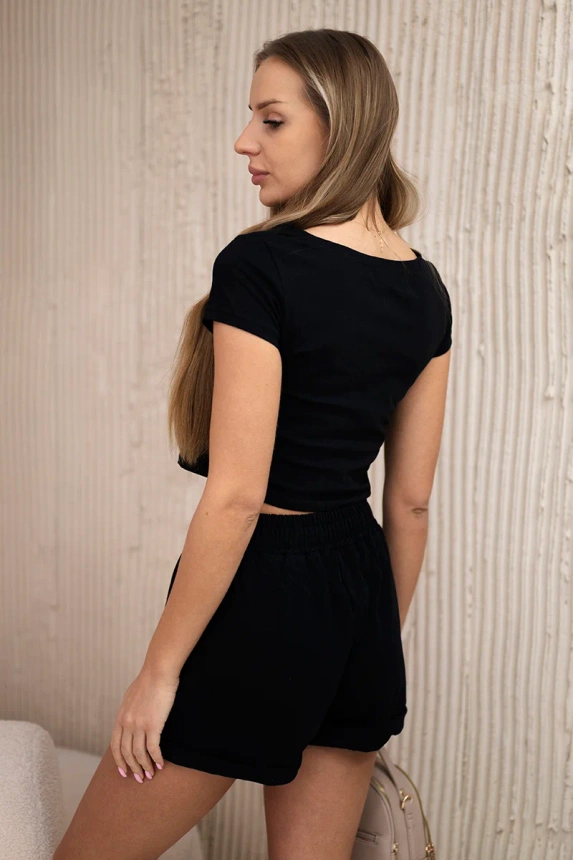 Baumwollset mit Shorts schwarz