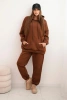 Women's warm cotton tracksuit with a hood camel