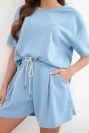 Damen-Set aus butterweicher Viskose mit kurzärmeligem Oberteil und Hose mit aufgekrempeltem Bein mintgrün