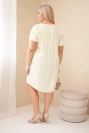 Damenkleid aus Viskose in Übergröße mit kurzen Ärmeln und V-Ausschnitt gelb
