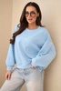 Women's loose-fitting embroidered butter-colored sweatshirt blue