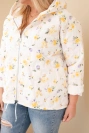 Moteriška pavasarinė Plus Size striukė su smulkiu gėlių raštu geltona