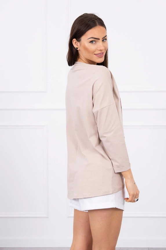 American Girl grafická halenka béžová S/M - L/XL