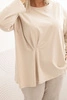 Women's Plus Size blouse with cotton, featuring a pocket and rolled sleeves kiwi