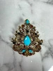 Brooch XZ459-191 gold + blue
