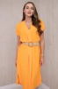 Sukienka z ozdobnym paskiem pomarańczowa