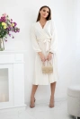 Kleid mit plissiertem Saum gebunden hellbeige