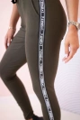 Women's sweatpants with side stripes and drawstring waist khaki