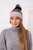 Cap with a pompom Abigail K326 black+beige