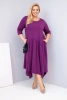 Plus Size women's cotton dress with an asymmetrical hem dark purple