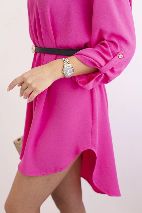 Dress with longer back and belt pink