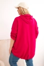 Dámska mikina Plus Size s kapucňou a potlačou fuksia