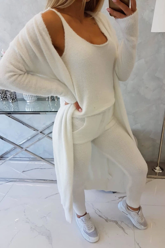 Alpaca sweater set ecru
