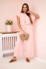 Viscose set pleated blouse + trousers powder pink