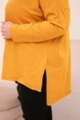 Asimetrinė moteriška bluzonė Plus Size su ilgomis rankovėmis geltona