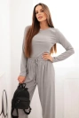 Damenensemble aus Viskose mit Bluse und weiten Hosen grau
