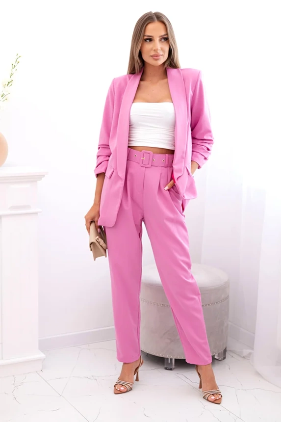 Elegant set of jackets and trousers dark pink 