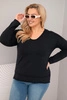 Women's Plus Size V-neck distressed blouse with a longer back black