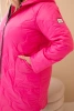 Dámská zimní péřová bunda Plus Size s kapucí neonově růžová