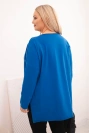Dámska blúzka Plus Size asymetrická s dlhým rukávom chabrová