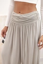 Damenhose aus Viskose mit weitem Bein und Rüschen fango