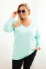 Women's Plus Size blouse with a V-neck and long sleeves mint