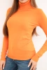 Women's viscose sweater with a turtleneck and long sleeves orange