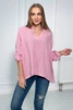 Muslin blouse with rolled-up sleeves light pink