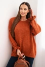Women's sweater with a blend of mohair and wool in a loose fit rust