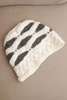 Women's winter hat with thick knit wool and stripes K465 ecru + graphite