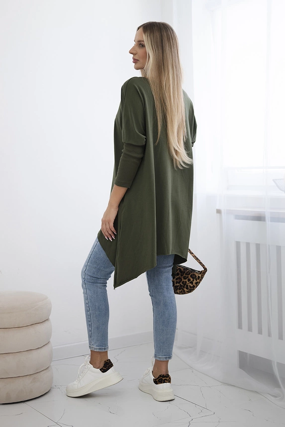Blúzka oversize s potlačou dúhových pier khaki