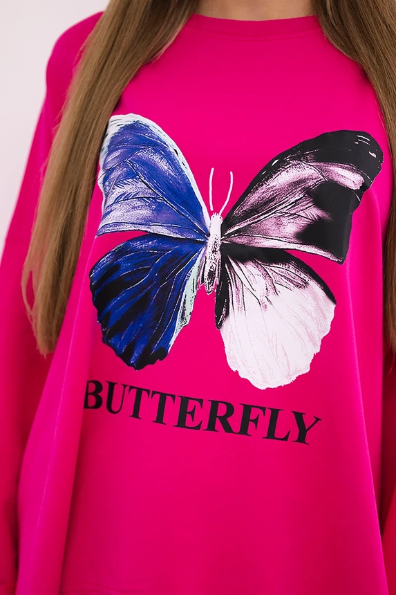 Bedruckte Bluse in Übergröße, fuchsia